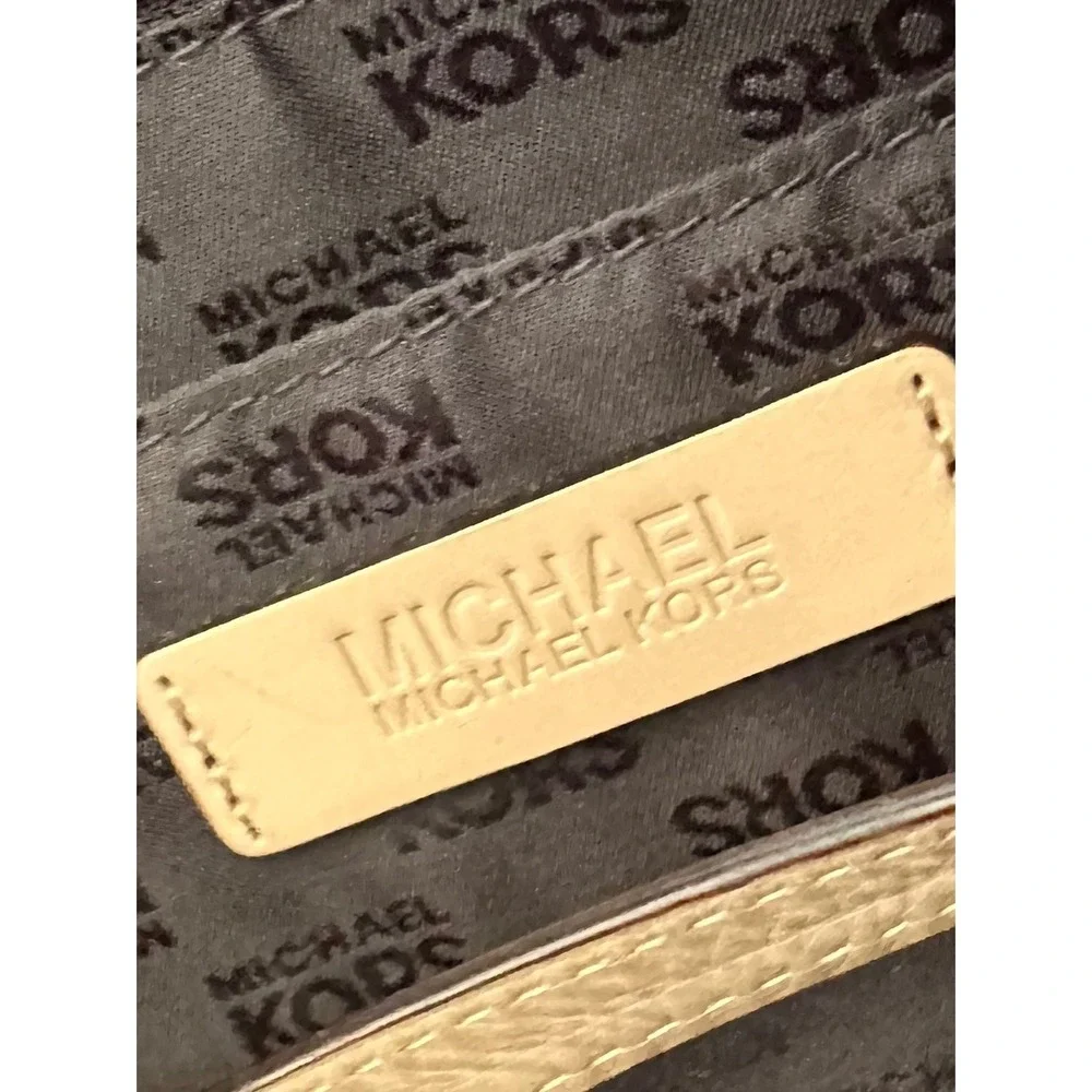 Michael Kors Black Patent MK Monogram Satchel Handbag Gold Hardware A3320